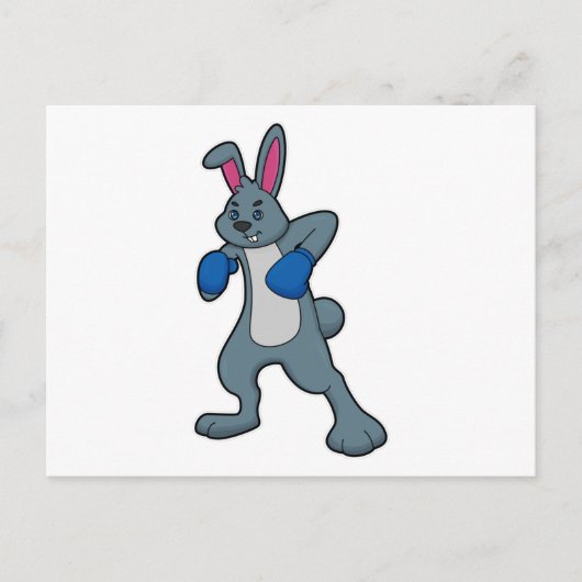 Konijn als bokser met boks handschoenen briefkaart (Voorkant)