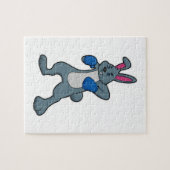 Konijn als Boxer met Boxing-handschoenen Legpuzzel (Horizontaal)