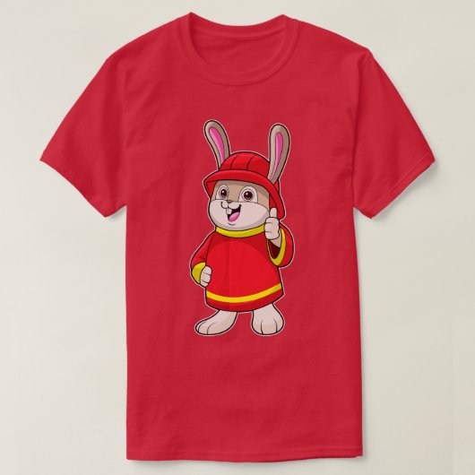 Konijn als brandweerman met Helmet T-shirt (Design voorkant)