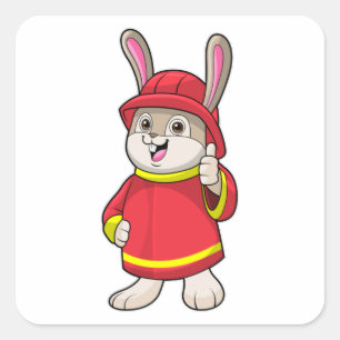 Konijn als brandweerman met Helmet Vierkante Sticker