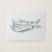 Konijn als bruid met bloemenkrans legpuzzel (Horizontaal)