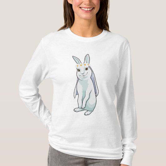 Konijn als bruid met bloemenkrans t-shirt (Voorkant)
