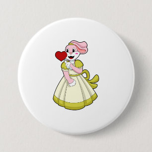 Konijn als bruid met trouwjurk.PNG Ronde Button 7,6 Cm