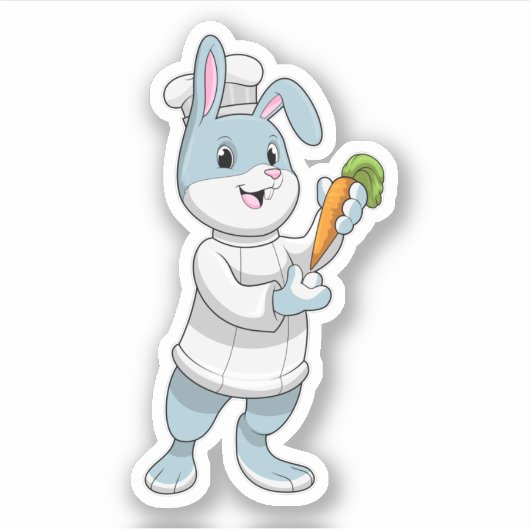 Konijn als Cook met wortel Sticker (Voorkant)