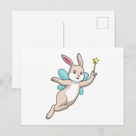 Konijn als fee met toverstaf briefkaart (Voorkant / Achterkant)