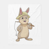 Konijn als Fisher met Geviste staaf Fleece Deken (Voorkant)