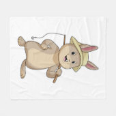 Konijn als Fisher met Geviste staaf Fleece Deken (Voorkant (Horizontaal))