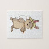 Konijn als Fisher met Geviste staaf Legpuzzel (Horizontaal)