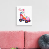 Konijn als gealigneerde Skater met gealigneerde Sc Canvas Afdruk (Insitu (Woonkamer))