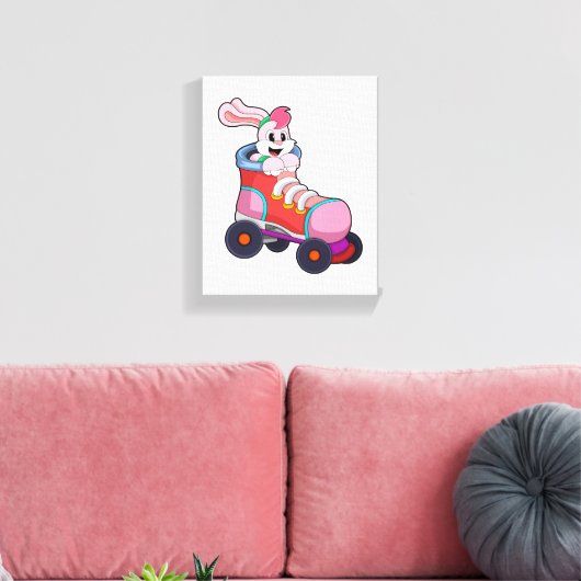 Konijn als gealigneerde Skater met gealigneerde Sc Canvas Afdruk (Insitu (Woonkamer))