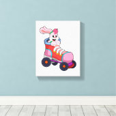 Konijn als gealigneerde Skater met gealigneerde Sc Canvas Afdruk (Insitu (Houten vloer))