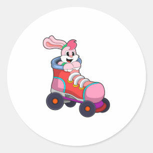 Konijn als gealigneerde Skater met gealigneerde Sc Ronde Sticker
