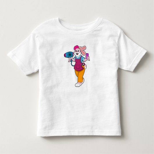 Konijn als haarser met haardroger en comb kinder shirts (Voorkant)