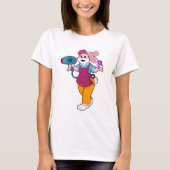 Konijn als haarser met haardroger en comb t-shirt (Voorkant)
