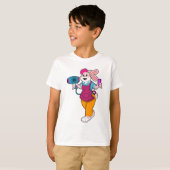 Konijn als haarser met haardroger en comb t-shirt (Voorkant volledig)