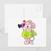 Konijn als haarser met hairdryer briefkaart (Voorkant / Achterkant)