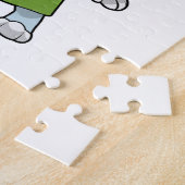 Konijn als haarser met hairdryer legpuzzel (Zijkant)