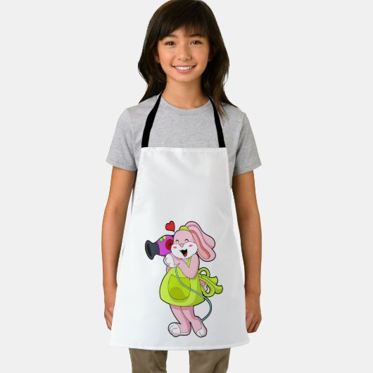 Konijn als haarser met hairdryer schort (Insitu)