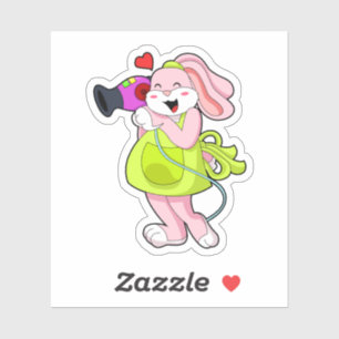 Konijn als haarser met hairdryer sticker