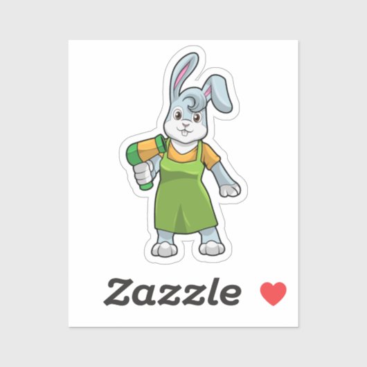 Konijn als haarser met hairdryer sticker (Vel)