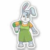Konijn als haarser met hairdryer sticker (Voorkant)