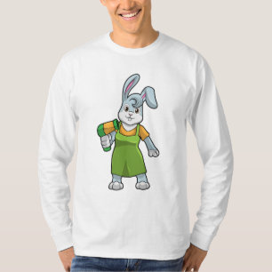 Konijn als haarser met hairdryer t-shirt