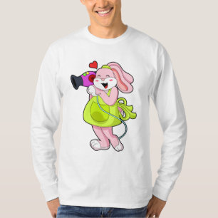 Konijn als haarser met hairdryer t-shirt