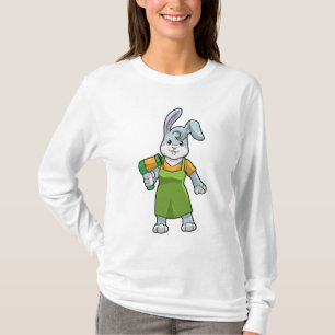 Konijn als haarser met hairdryer t-shirt