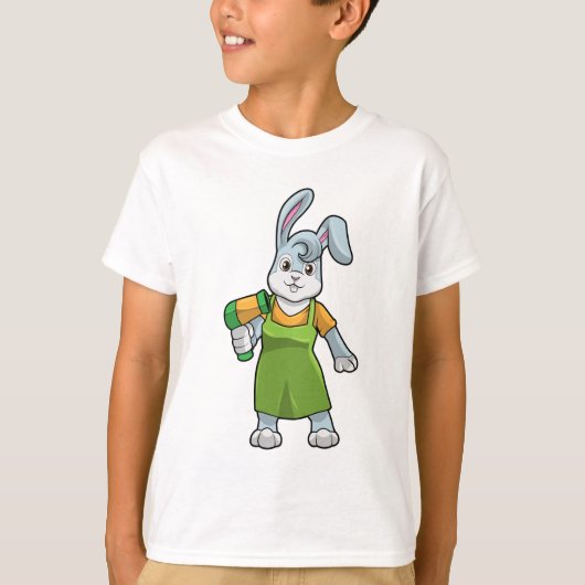 Konijn als haarser met hairdryer t-shirt (Voorkant)