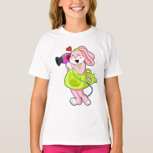 Konijn als haarser met hairdryer t-shirt