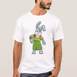 Konijn als haarser met hairdryer t-shirt