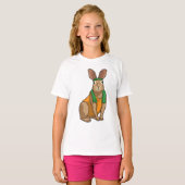 Konijn als hardloper met handdoek t-shirt (Voorkant volledig)