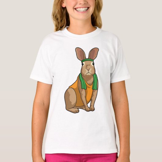 Konijn als hardloper met handdoek t-shirt (Voorkant)