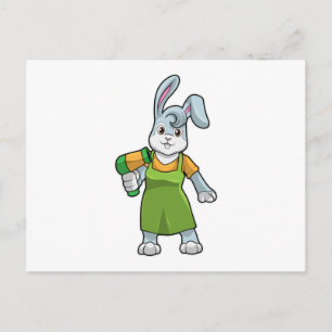 Konijn als kapper met föhn briefkaart