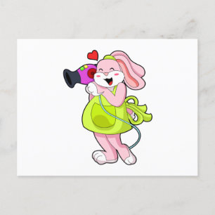 Konijn als kapper met föhn briefkaart