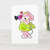 Konijn als kapper met föhn kaart (Voorkant)