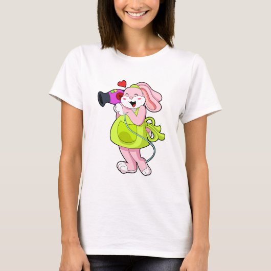 Konijn als kapper met föhn t-shirt (Voorkant)