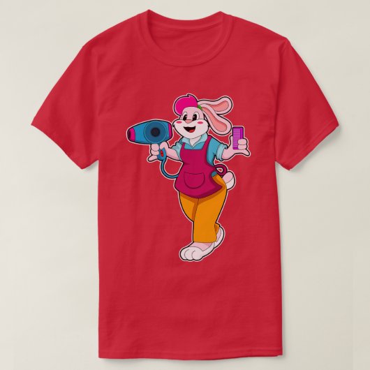 Konijn als kapper met haardroger Kam T-shirt (Design voorkant)