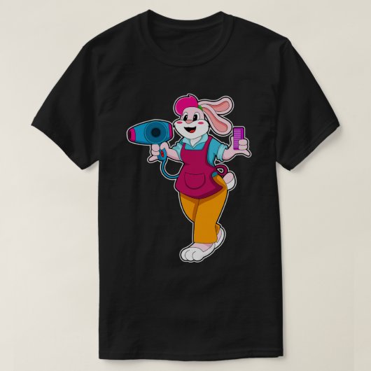 Konijn als kapper met haardroger Kam T-shirt (Design voorkant)