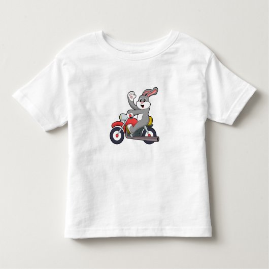 Konijn als motorrijder met motorfiets.PNG Kinder Shirts (Voorkant)