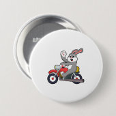 Konijn als motorrijder met motorfiets.PNG Ronde Button 7,6 Cm (Voorkant /achterkant)