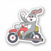 Konijn als motorrijder met motorfiets.PNG Sticker (Voorkant)