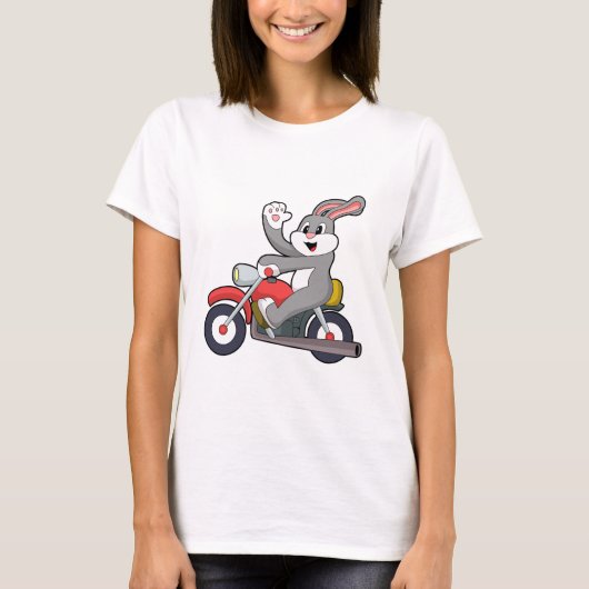 Konijn als motorrijder met motorfiets.PNG T-shirt (Voorkant)