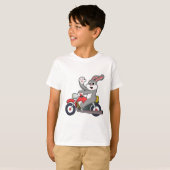 Konijn als motorrijder met motorfiets.PNG T-shirt (Voorkant volledig)