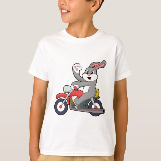 Konijn als motorrijder met motorfiets.PNG T-shirt (Voorkant)