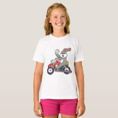 Konijn als motorrijder met motorfiets.PNG T-shirt (Voorkant volledig)