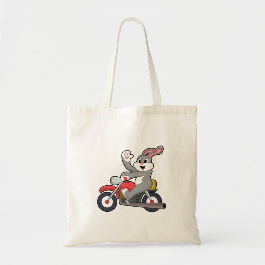 Konijn als motorrijder met motorfiets.PNG Tote Bag (Voorkant)