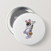 Konijn als politieagent met pet ronde button 7,6 cm (Voorkant /achterkant)