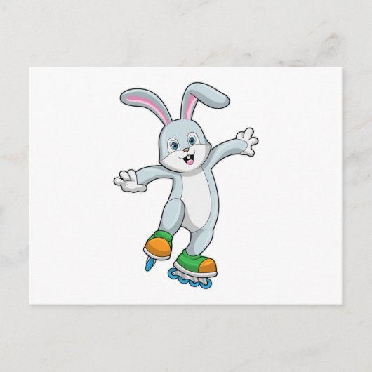 Konijn als schaatser met inline skates briefkaart (Voorkant)