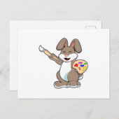 Konijn als schilder met kwast en verf briefkaart (Voorkant / Achterkant)